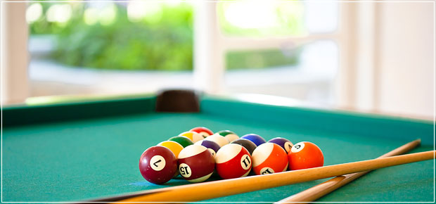 Billiard table and library in Puri Nirwana Bali Villa